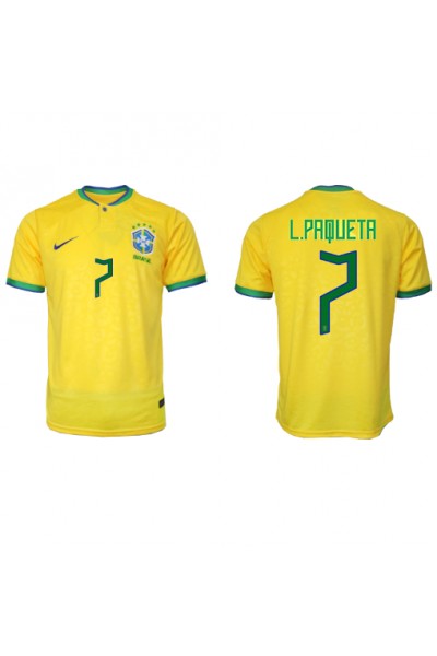Fotbalové Dres Brazílie Lucas Paqueta #7 Domácí Oblečení MS 2022 Krátký Rukáv